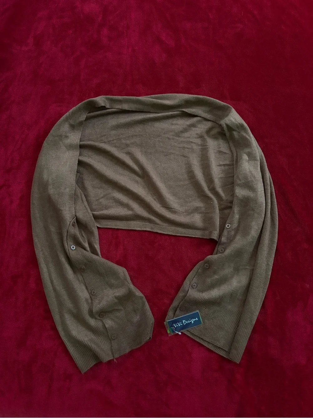 ViVi Designs Convertible Button Sweater Scarf Shrug Taupe Brown